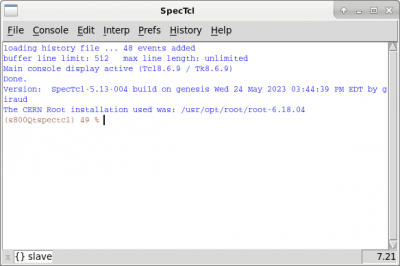 The SpecTcl log window