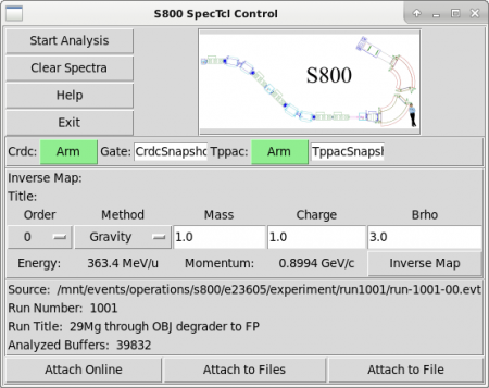 The SpecTcl control window