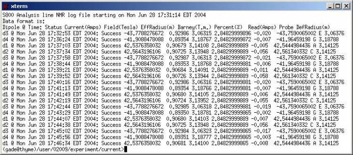 Display when running log file.